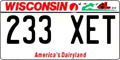 WI license plate 233XET