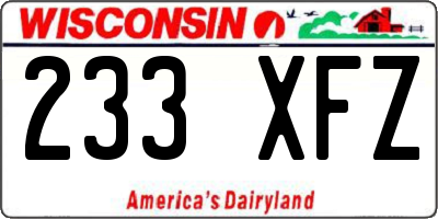 WI license plate 233XFZ