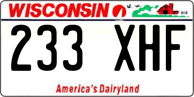 WI license plate 233XHF