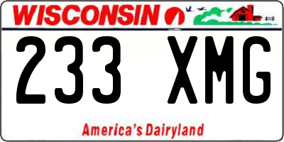 WI license plate 233XMG