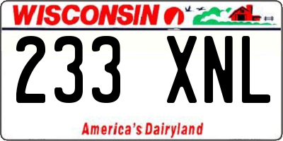 WI license plate 233XNL