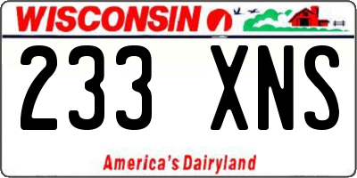 WI license plate 233XNS