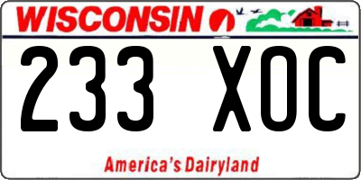 WI license plate 233XOC