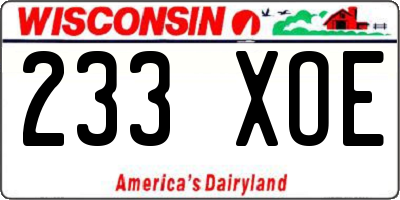 WI license plate 233XOE