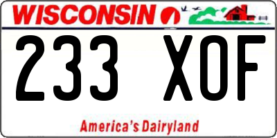 WI license plate 233XOF