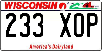 WI license plate 233XOP