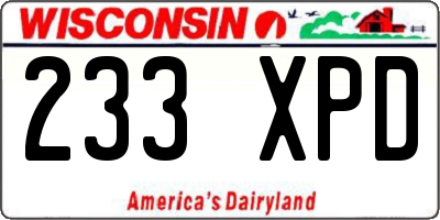 WI license plate 233XPD