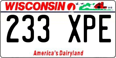 WI license plate 233XPE