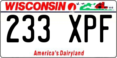 WI license plate 233XPF