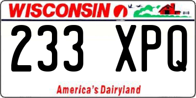 WI license plate 233XPQ