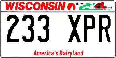WI license plate 233XPR