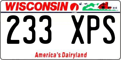 WI license plate 233XPS