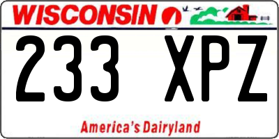 WI license plate 233XPZ