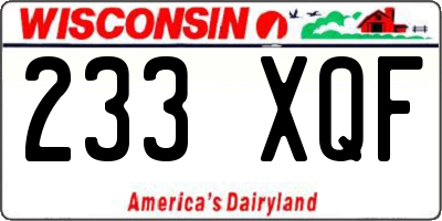 WI license plate 233XQF