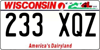 WI license plate 233XQZ