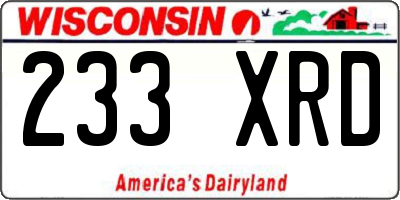 WI license plate 233XRD