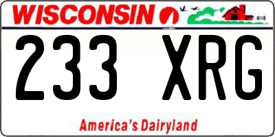 WI license plate 233XRG
