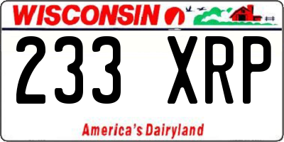 WI license plate 233XRP