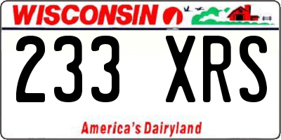 WI license plate 233XRS