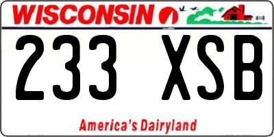 WI license plate 233XSB