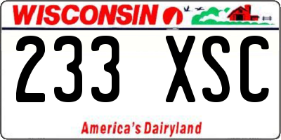 WI license plate 233XSC