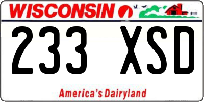 WI license plate 233XSD