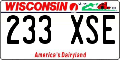 WI license plate 233XSE