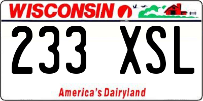 WI license plate 233XSL
