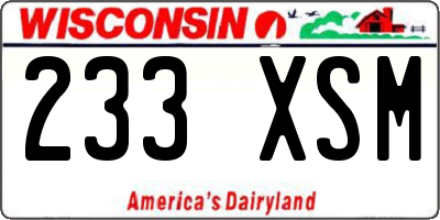 WI license plate 233XSM
