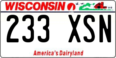 WI license plate 233XSN