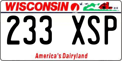 WI license plate 233XSP