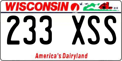 WI license plate 233XSS