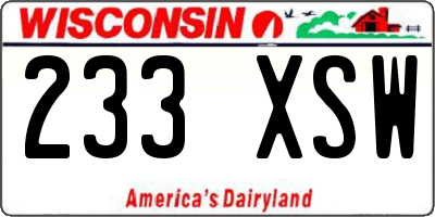 WI license plate 233XSW