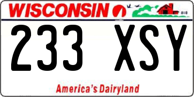 WI license plate 233XSY