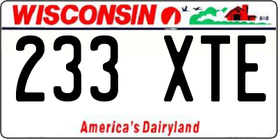 WI license plate 233XTE