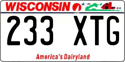 WI license plate 233XTG