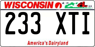 WI license plate 233XTI
