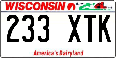 WI license plate 233XTK