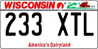 WI license plate 233XTL
