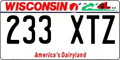 WI license plate 233XTZ