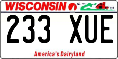 WI license plate 233XUE