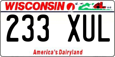 WI license plate 233XUL