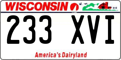 WI license plate 233XVI