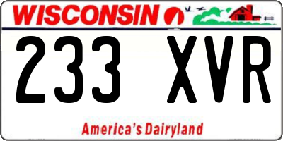 WI license plate 233XVR