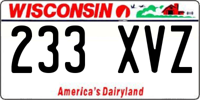 WI license plate 233XVZ