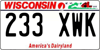 WI license plate 233XWK