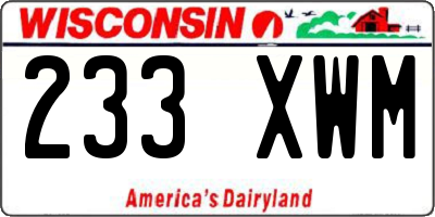 WI license plate 233XWM