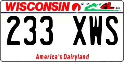 WI license plate 233XWS
