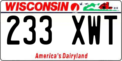 WI license plate 233XWT