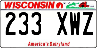 WI license plate 233XWZ